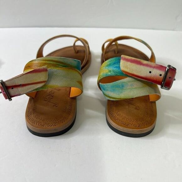 Free People Sun Peaks Leather Sandals Yellow Combo Sz 38 - Picture 6 of 11